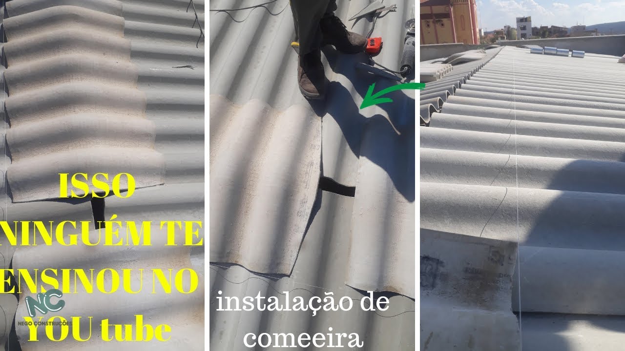 COMO INSTALAR CUMEEIRA, DO TELHADO FIBROCIMENTO.