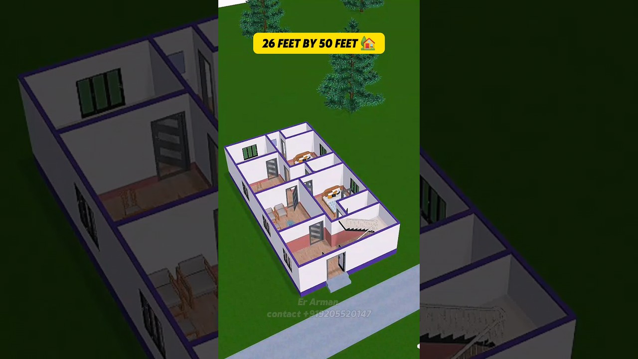 26 by 50 Feet home plans 🏡 #erarman #home #shortfeed #housedesign
