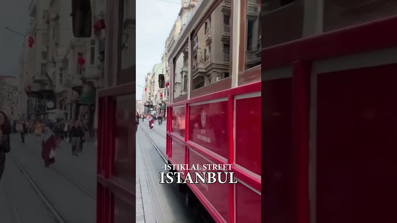 Red Old Tram In Istiklal Street Istanbul Turkey