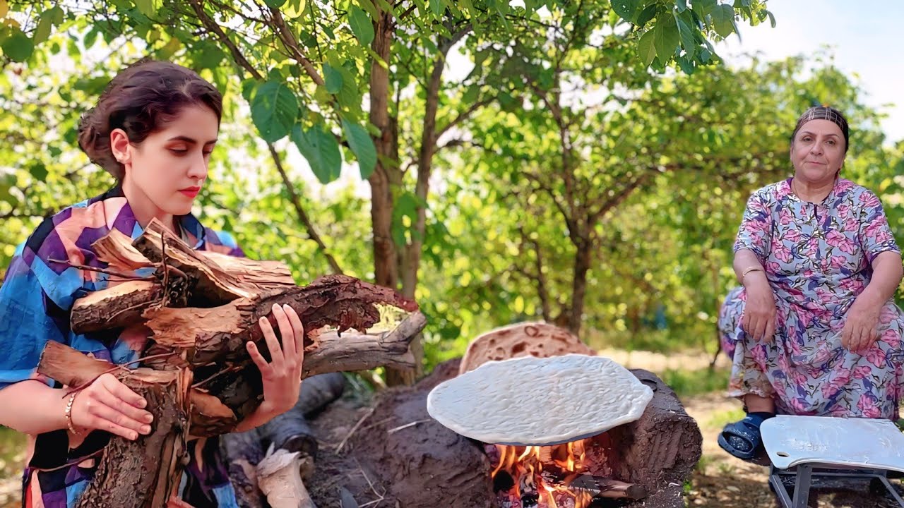 Village Life in Iran: Baking Traditional Bread on a Clay Stove | Simple Rural Cooking
