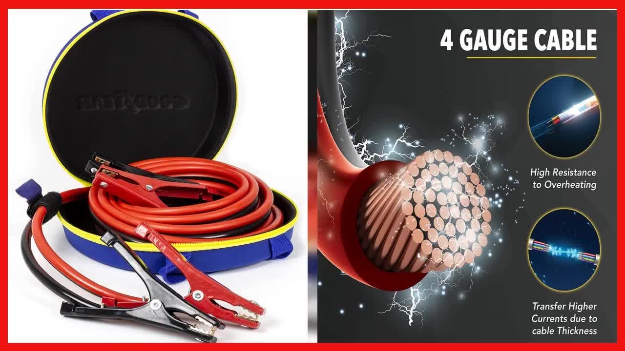 GOODYEAR, [4 GAUGE] Heavy Duty Jumper Cables with [HARD CARRY CASE], 16 FEET LONG
