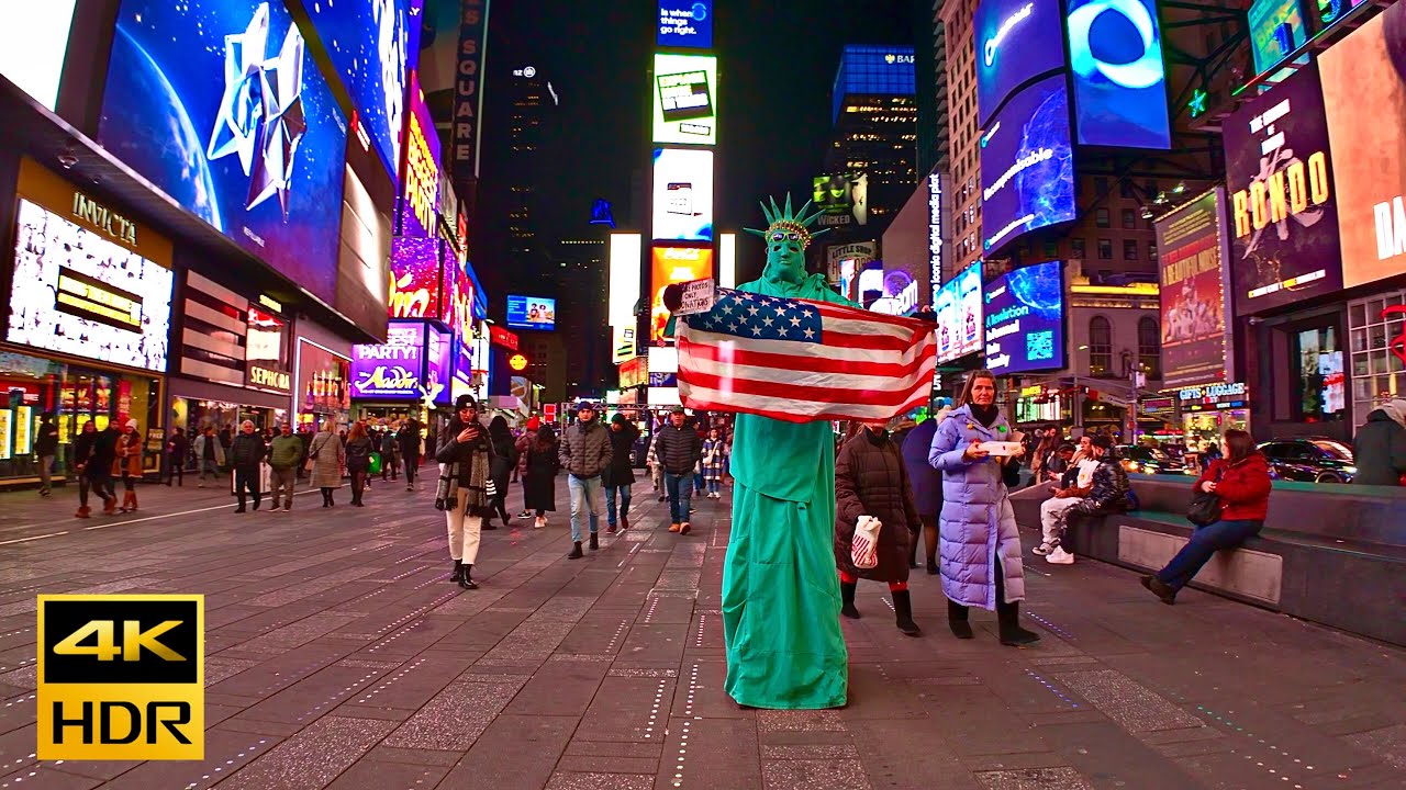 NYC Broadway & Times Square NYC Night Walk 4K HDR - NYC 2023