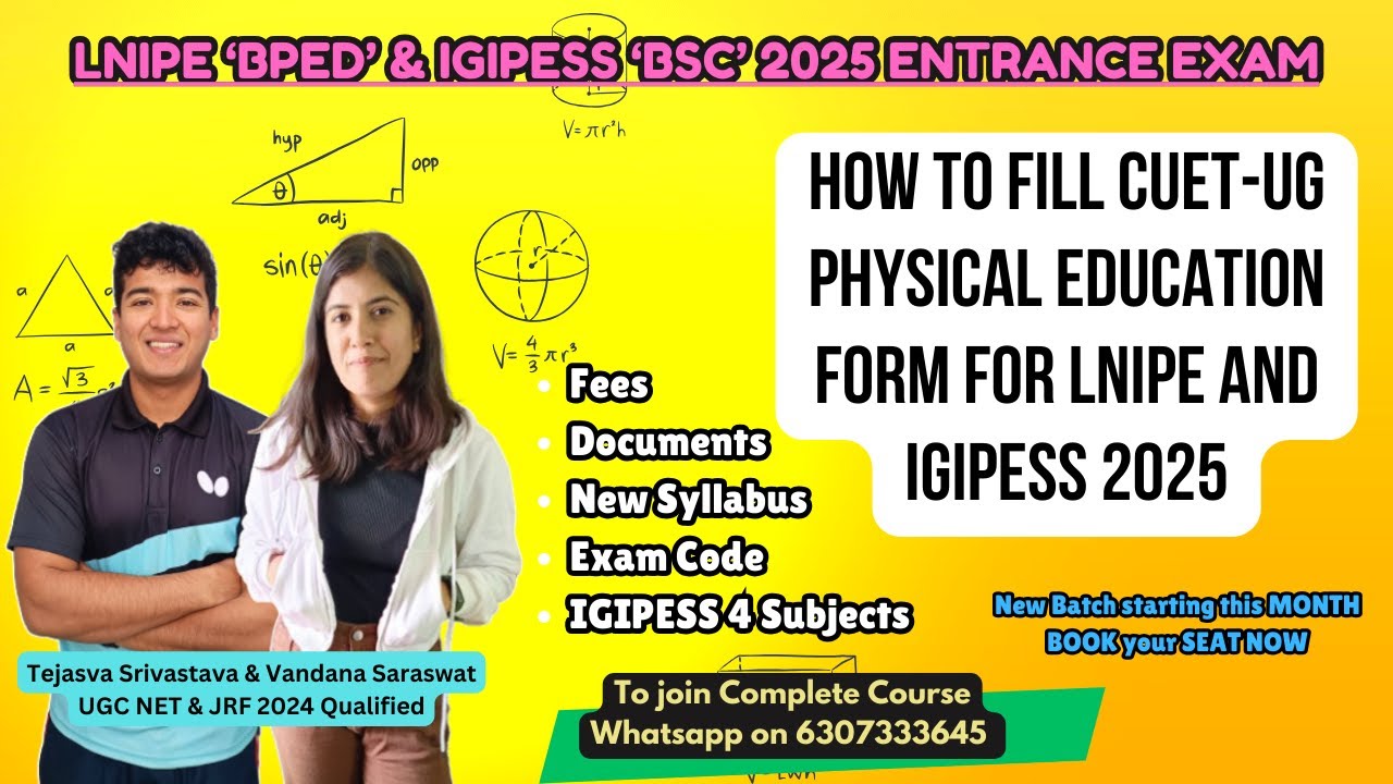 How to Fill LNIPE BPEd 2025 Form | CUET-UG Physical Education Form 2025