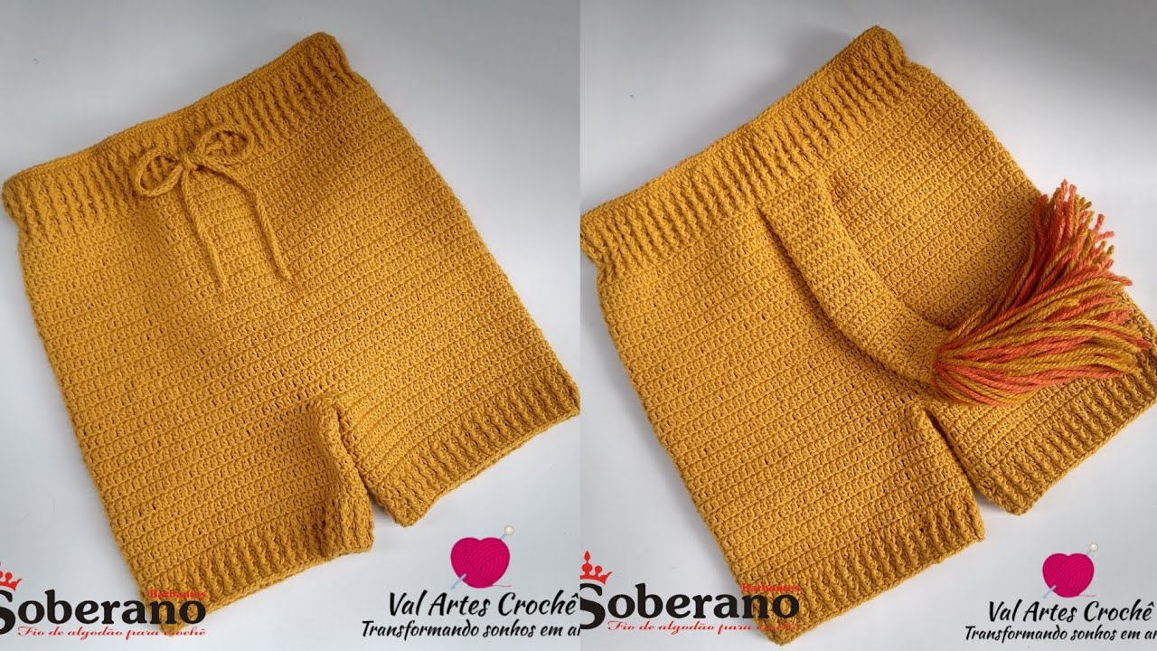 short do leão em crochê tamanho 1 ano