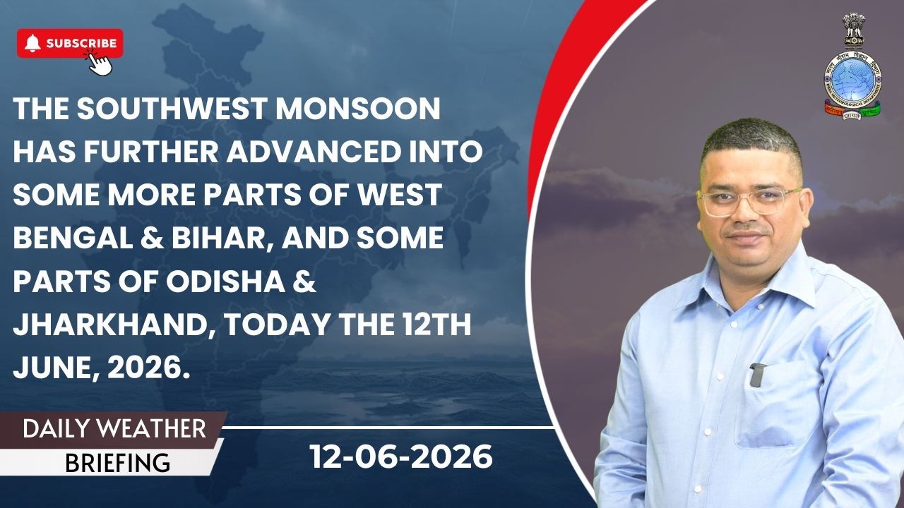 The Southwest Monsoon advanced into parts of West Bengal, Bihar, Odisha, and Jharkhand on 12 June .