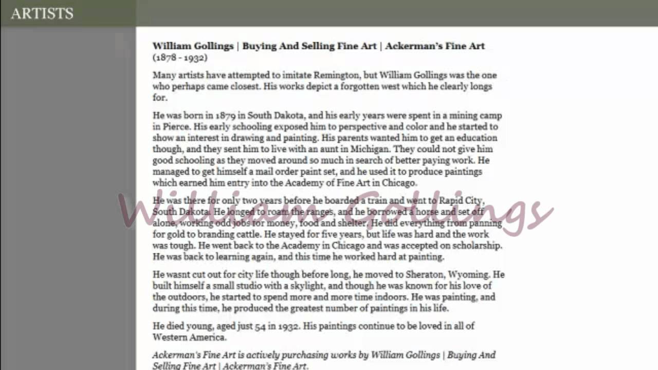 William Gollings (1878 - 1932) | Ackermans Fine Art