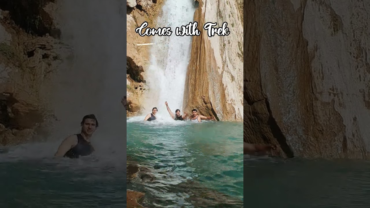 Waterfall with pool 😍 #shorts #viral #shortvideo #waterfall #trekking #fun #shortsvideo #short #like