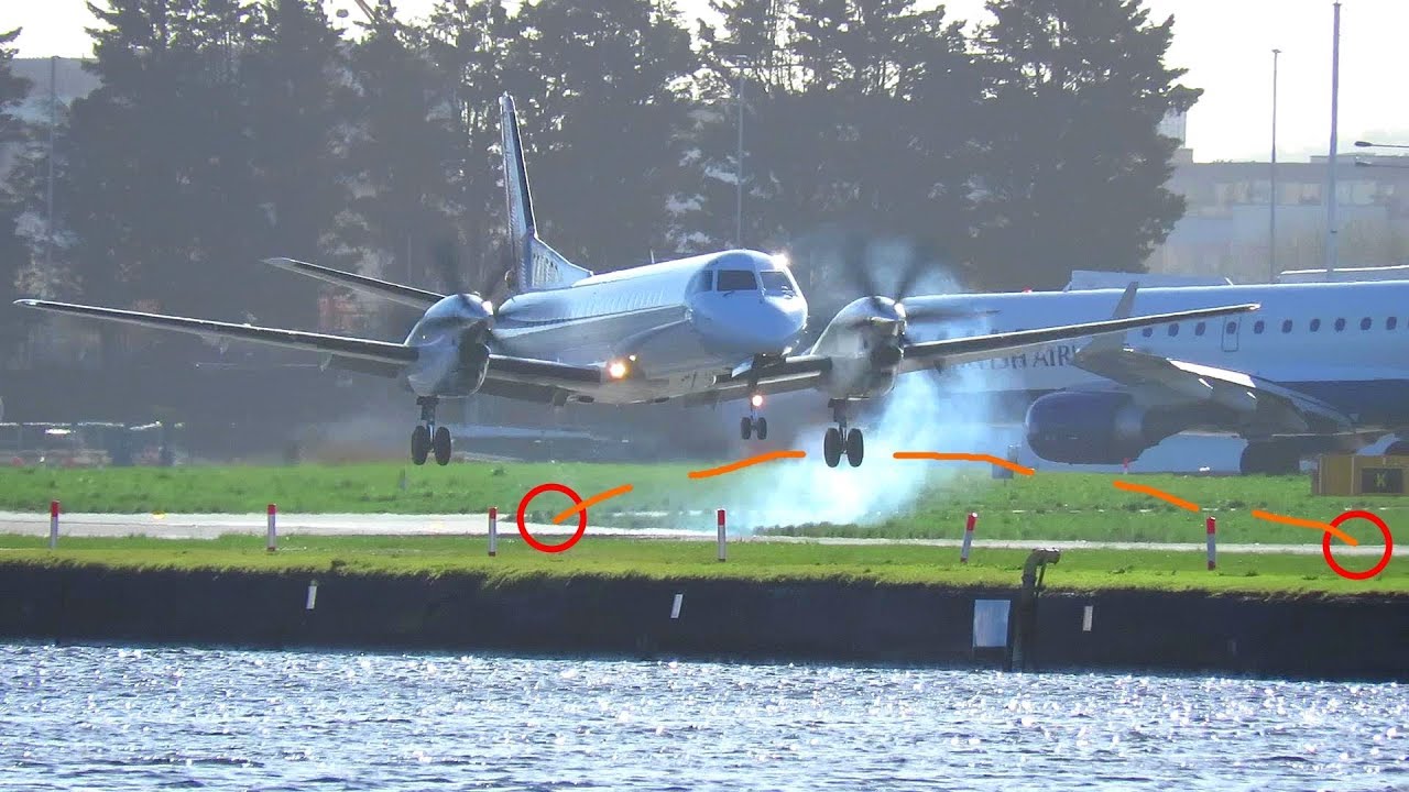 HUGE BOUNCE! Loganair Saab 2000 makes a huge bounce on Landing at London City Airport | G-LGNP