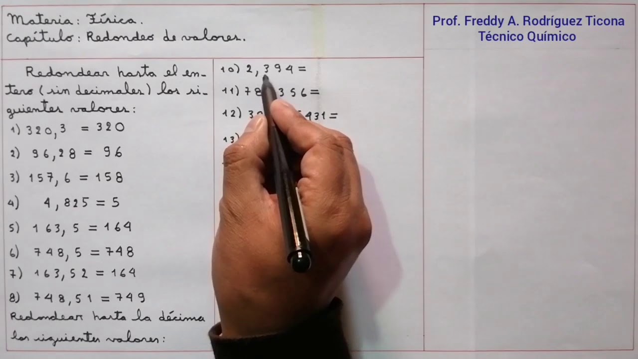 REDONDEO DE VALORES. MATERIA FÍSICA.
