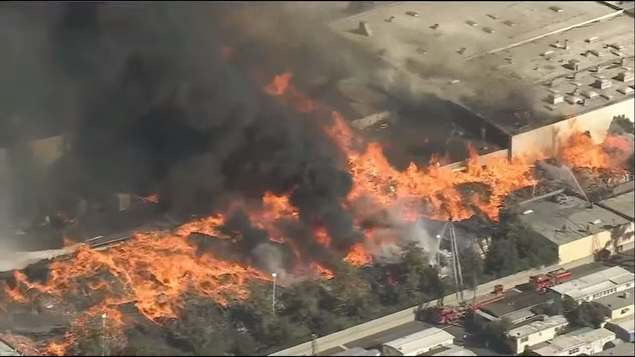Raging warehouse fire in southern California, evacuations ordered