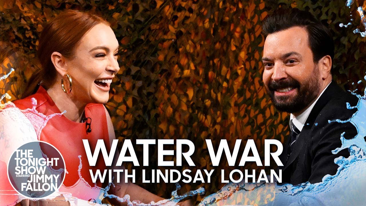 Water War with Lindsay Lohan | The Tonight Show Starring Jimmy Fallon