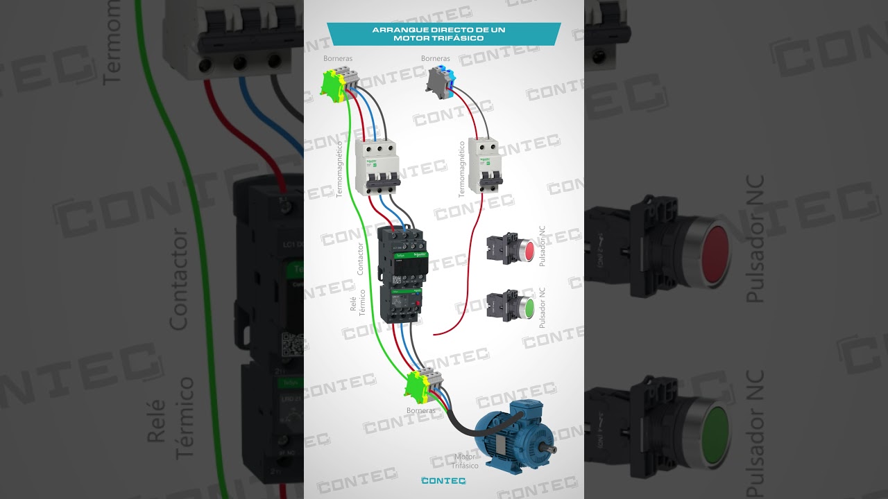 ARRANQUE DIRECTO DE UN MOTOR TRIF&Aacute;SICO #electrician #industrialelectrician  #controlengineering