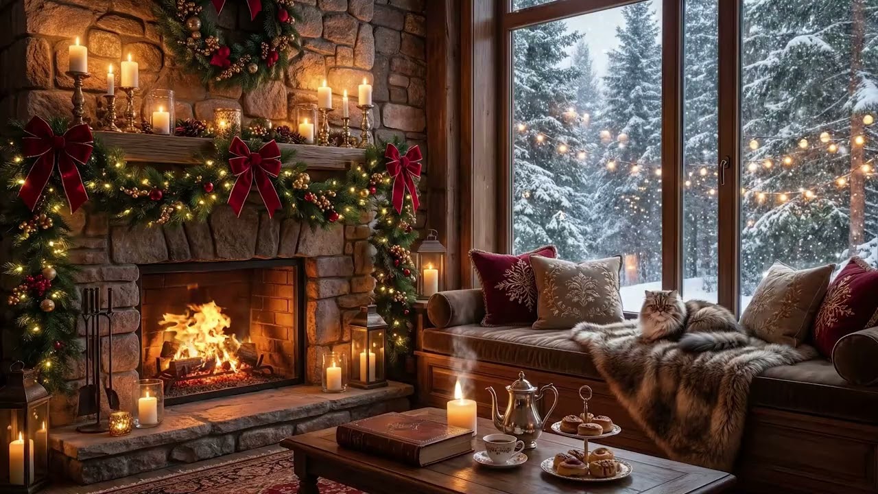 ASMR Relaxation Ambience with Fireplace and Soft Wind for Nervous System Balance