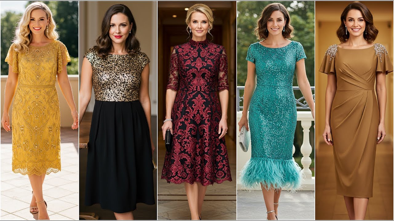 Midi Length Mother of The Bride Dresses - Evening Wear Outfits - Plus Size Wedding Midi Dress Trends