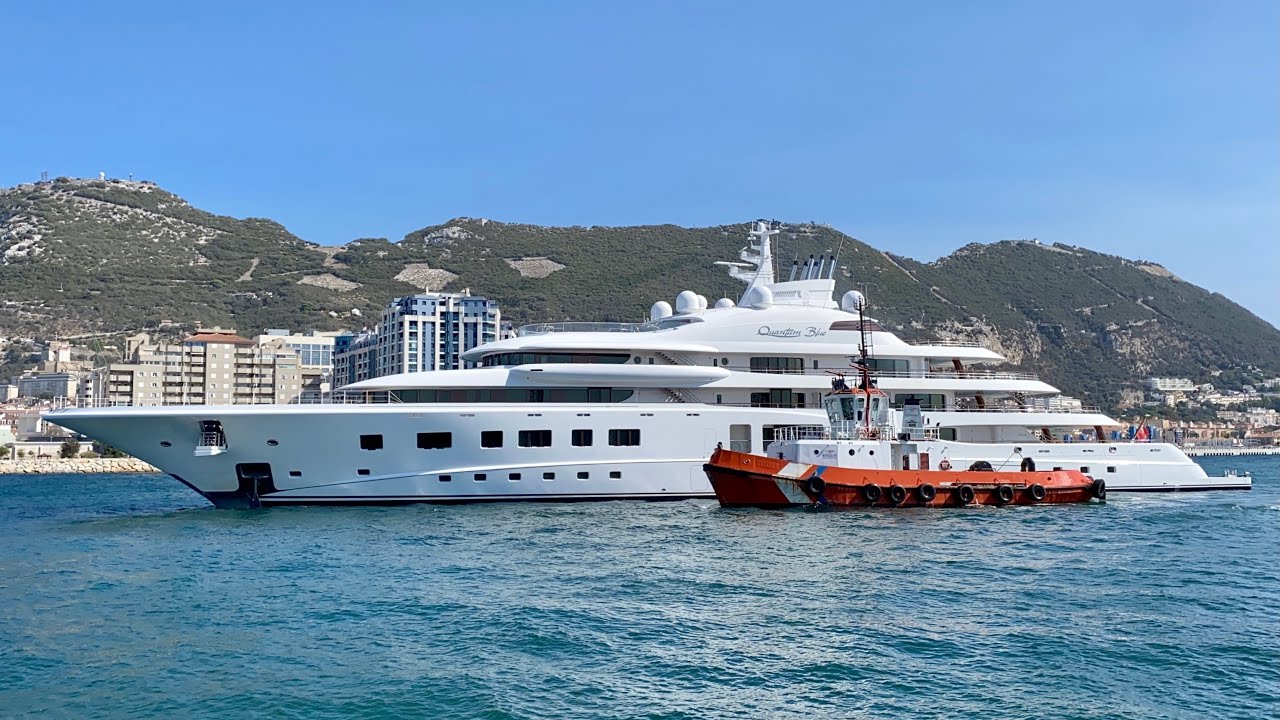 Quantum Blue Superyacht docking in Gibraltar