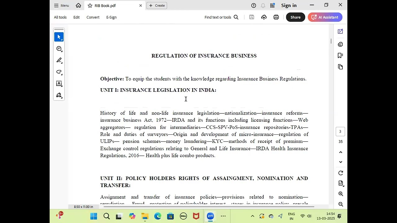 REGULATION OF INSURANCE BUSINESS