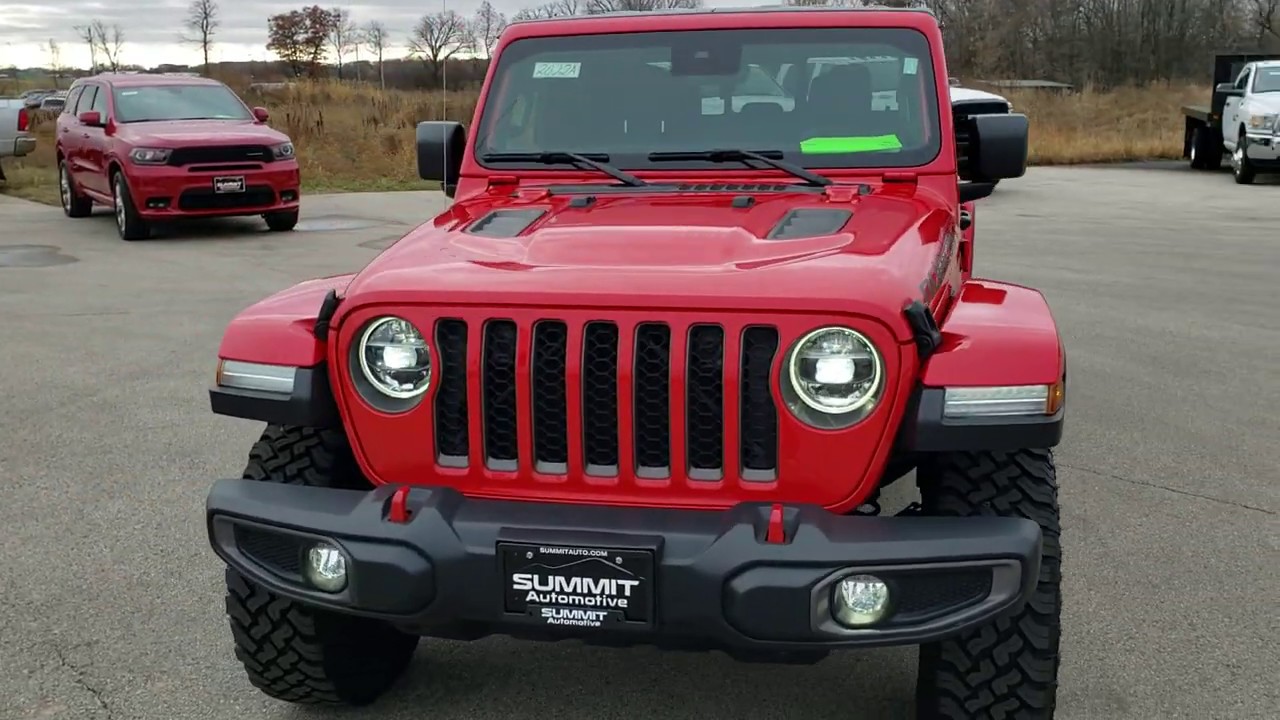 USED 2020 JEEP GLADIATOR RUBICON IN FIRECRACKER RED WALK AROUND REVIEW FOR SALE www.SUMMITAUTO.com