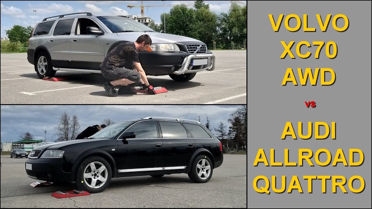 SLIP TEST - Volvo XC70 - V70 XC AWD vs Audi A6 C5 Allroad - @4x4.tests.on.rollers