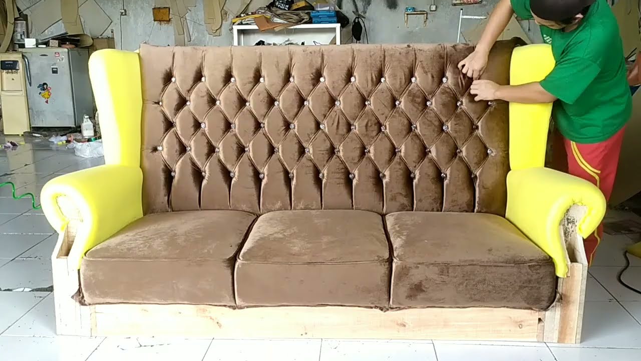 how to make a sofa | 3 seater sofa making | cara membuat wing chair