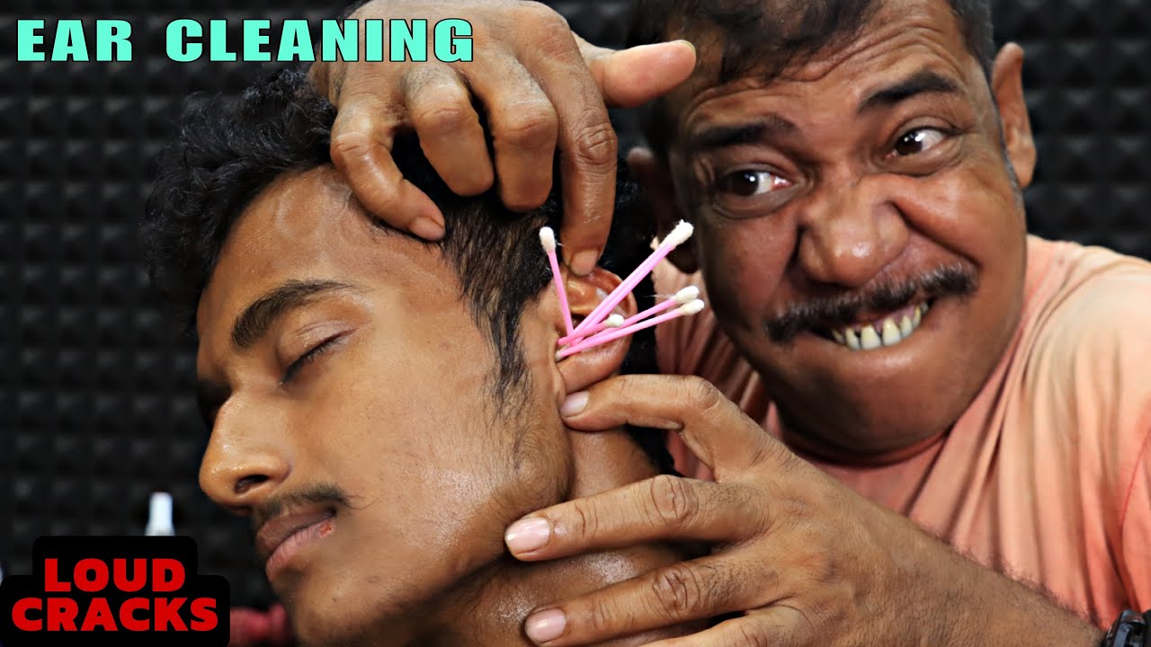 Ear Cleaning & Ear Fingering by Asim Barber | Head Massage & Hair Cracking | Neck Cracking | ASMR