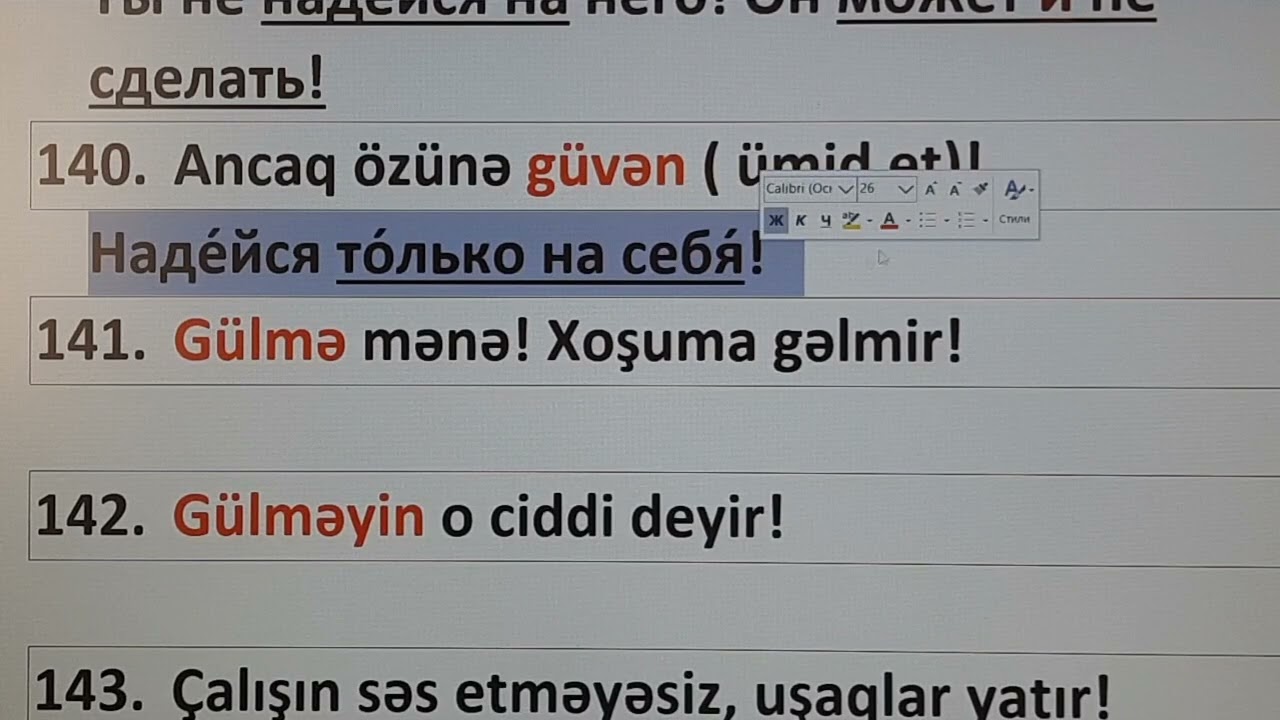 Özünü yoxla! 250 əmr və xahiş cümləsi. 10 hissə