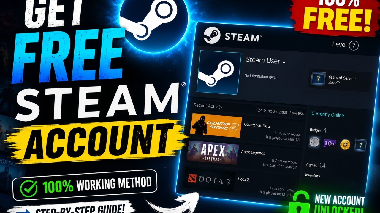 How to Get a Free Steam Account (Legit Method) | Step-by-Step Guide