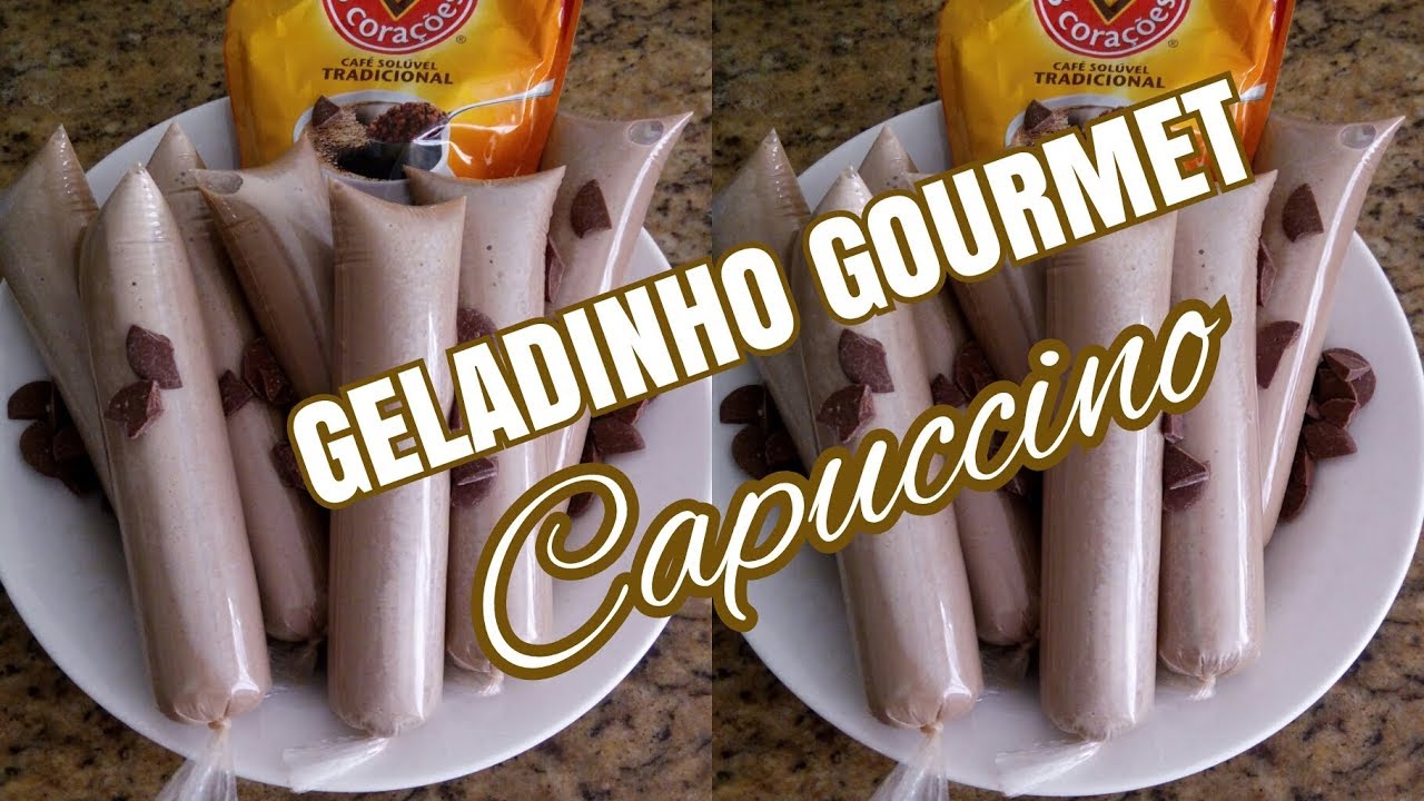 GELADINHO GOURMET DE CAPUCCINO, GELADINHO DE CAFÉ SOLÚVEL, SACOLÉ GOURMET DE CAPUCCINO
