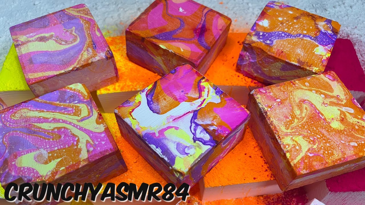 Marbled Chalk Crush | Neon | Oddly Satisfying | ASMR | Sleep Aid
