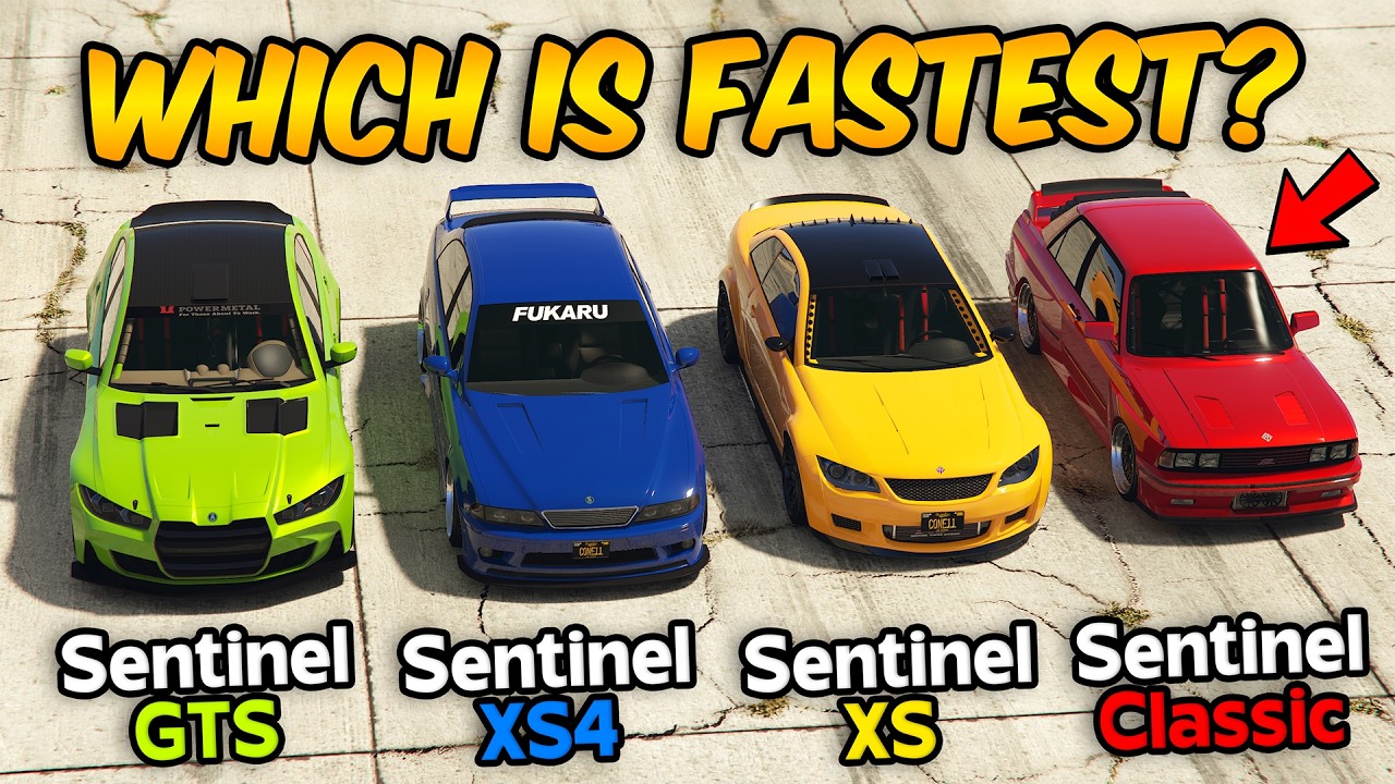 GTA 5 ONLINE - SENTINEL XS4 VS SENTINEL XS VS SENTINEL GTS VS SENTINEL CLASSIC (WHICH IS FASTEST?)