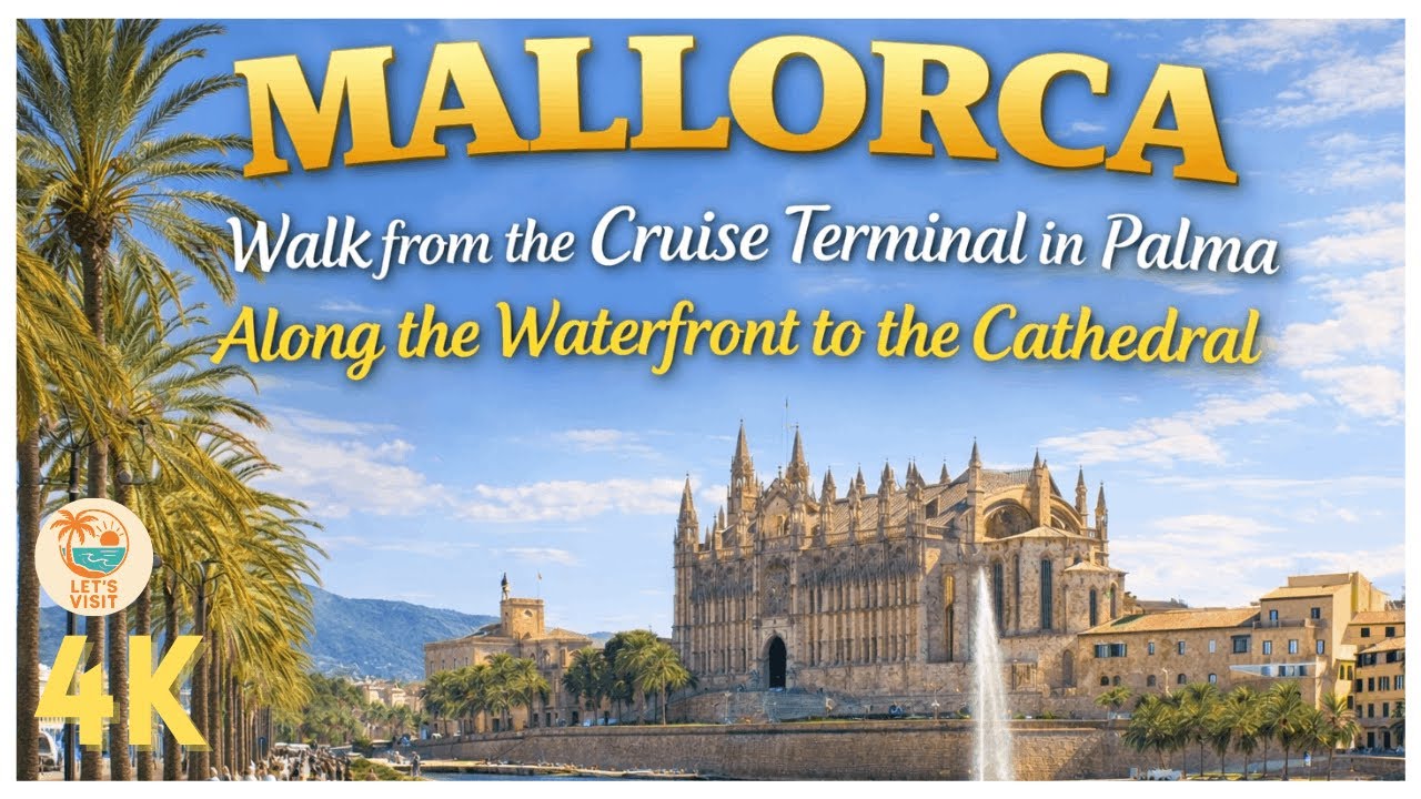 Palma Waterfront scenic walk from the cruise terminal to the Cathedral 🌴 ☀️ #mallorca