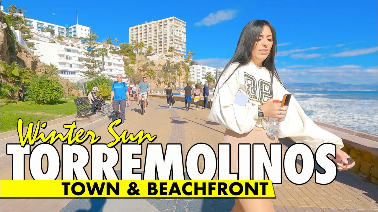Torremolinos town & beachfront walk | November sunshine | Spain virtual tour