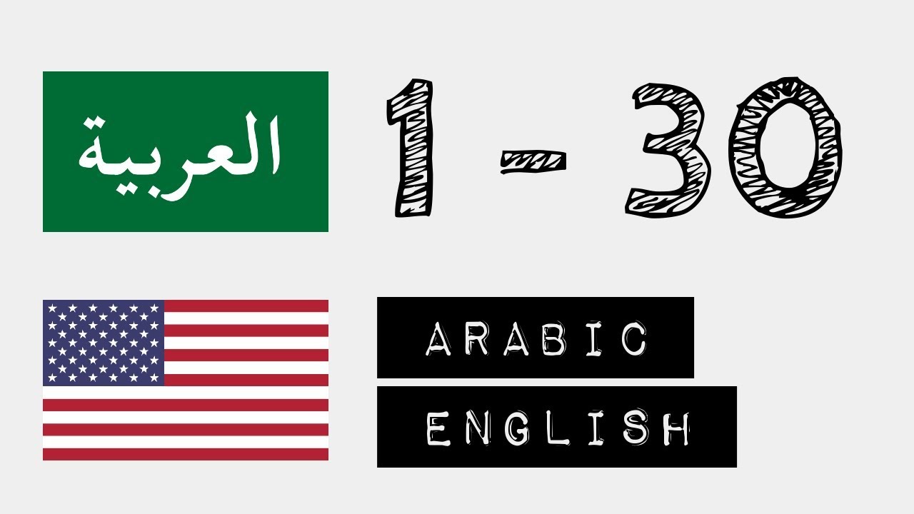 Numbers from 1 to 30 - Arabic - English