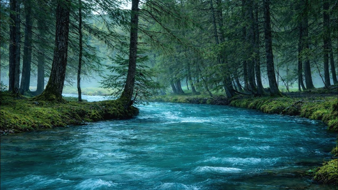 Sonido continuo de arroyo en bosque | Agua natural para relajarse, dormir y concentrarse