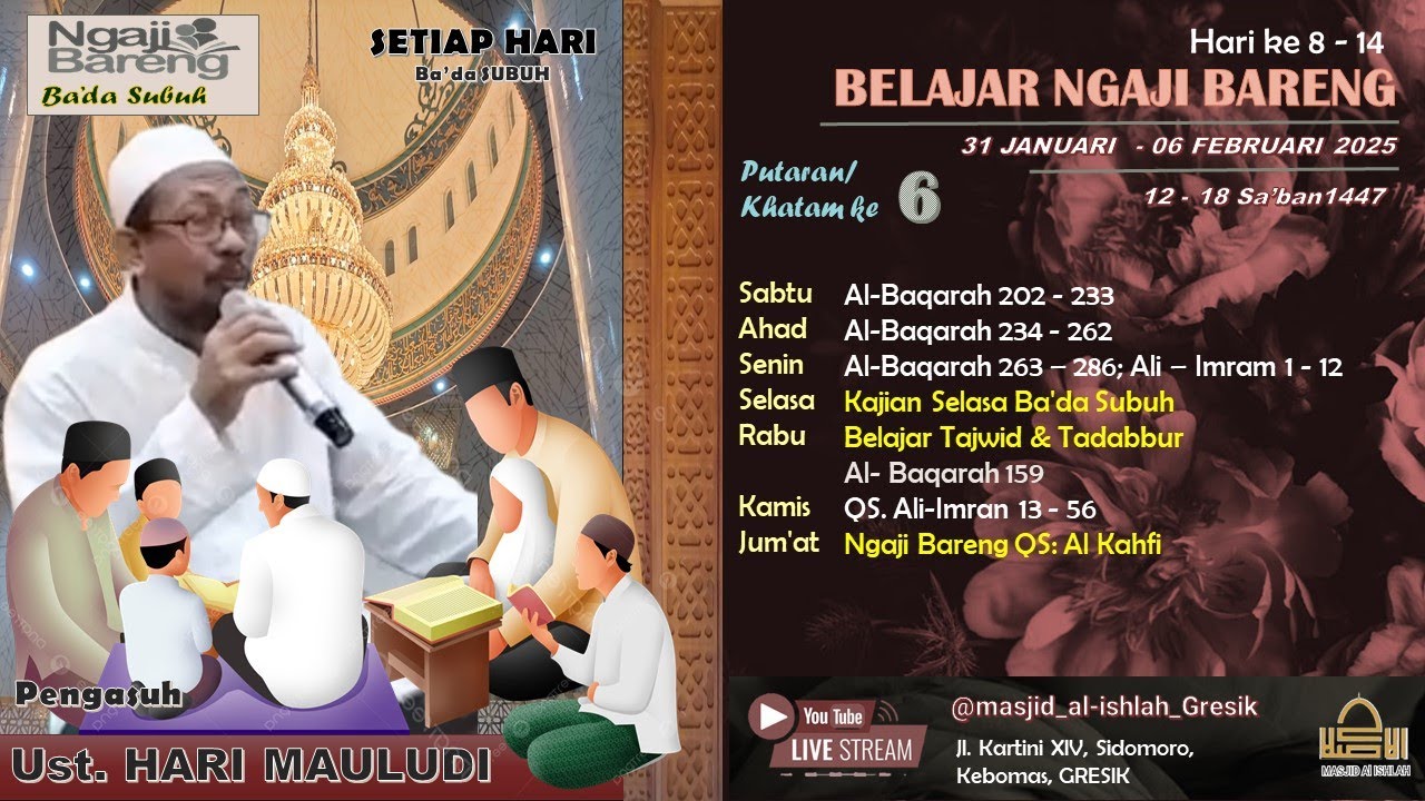 BELAJAR  NGAJI BARENG.   Al-Baqarah 234 - 262  (Hari ke  9  Khatam ke 6  )