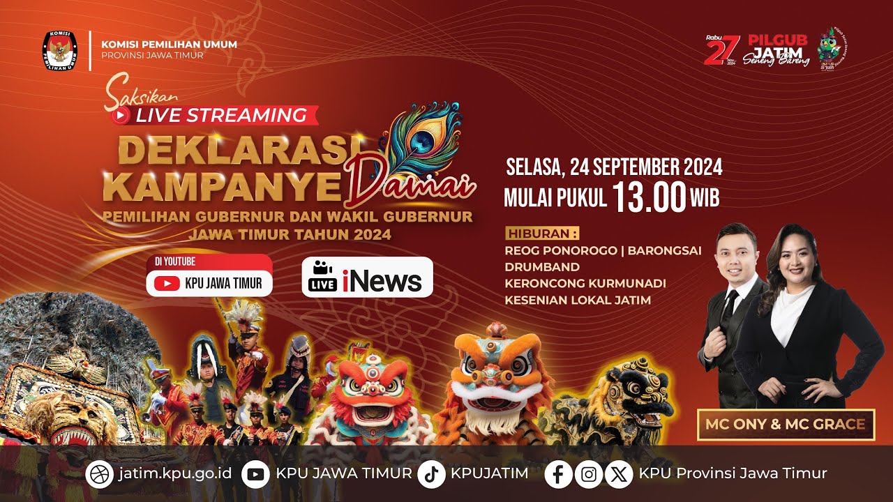 Deklarasi Kampanye Damai Pemilihan Gubernur & Wakil Gubernur Jawa Timur Tahun 2024