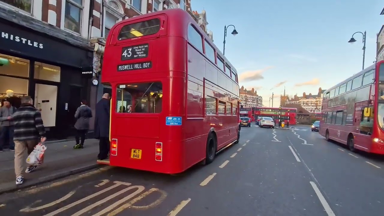 Old and new buses operating in London today at Muswell Hill