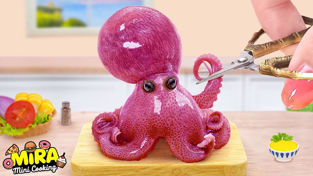 Mini Cooking Octopus 🐙 Gurita Mini Goreng Kentang 🔥 Resep Seafood Mira Mini Cooking