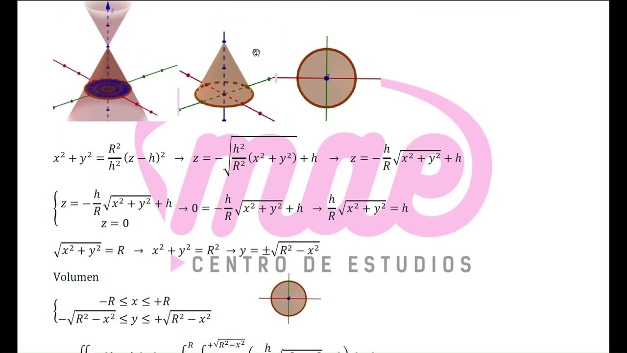 Cálculo de volumen y superficie lateral de un cono