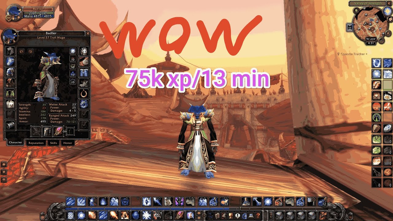WOW 75k xp Solo leveling Mage lvl 57 in wow classic and Anniversary ZG (Zul'Gurup) World of warcraft