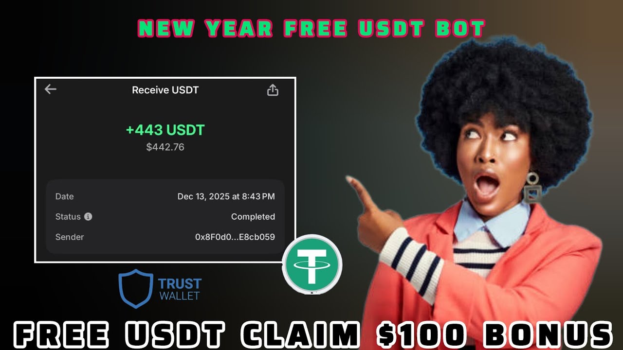 Happy🤗 New Year Free USDT Get Claim $100  USDT Bonus On Telegram Bot Whitdraw Any fee 1/01/2026
