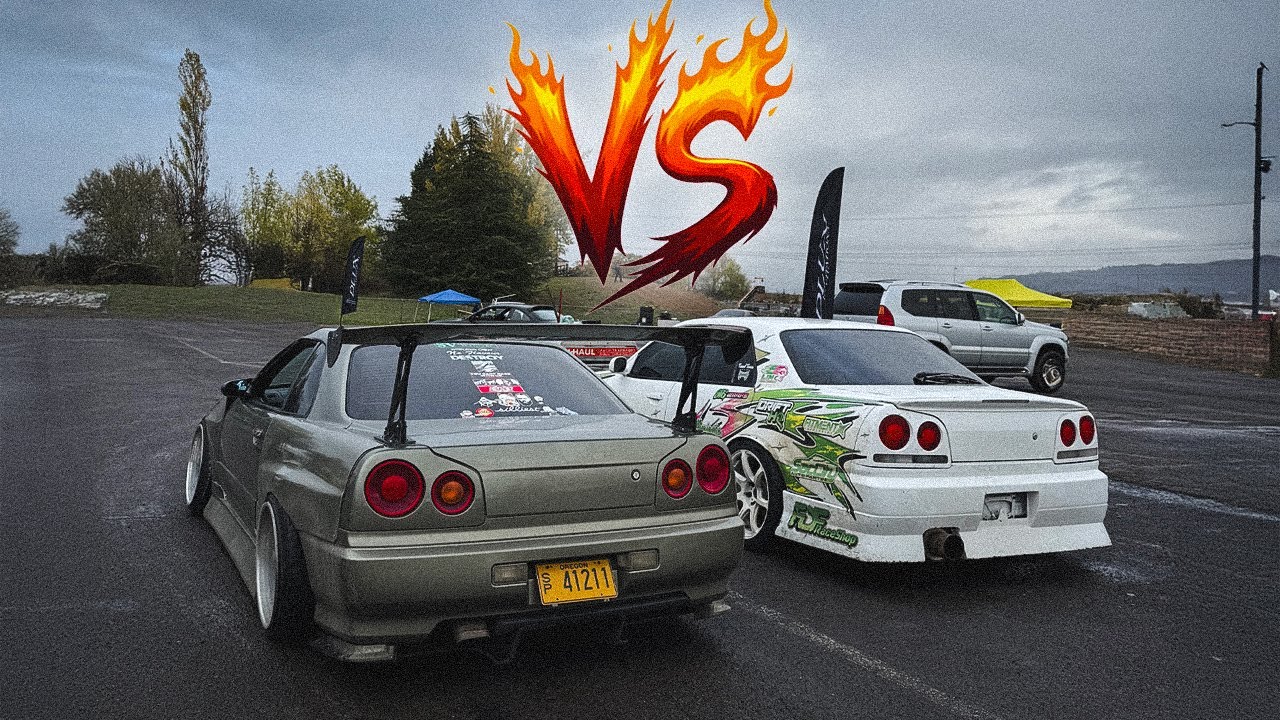 My Single Turbo R34 vs His Twin Turbo R34 at DLUX!