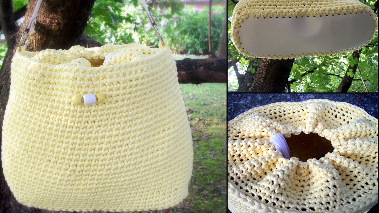 Còmo realizar un Bolso en trapillo con base y asa en ecopiel | Adelhandmade