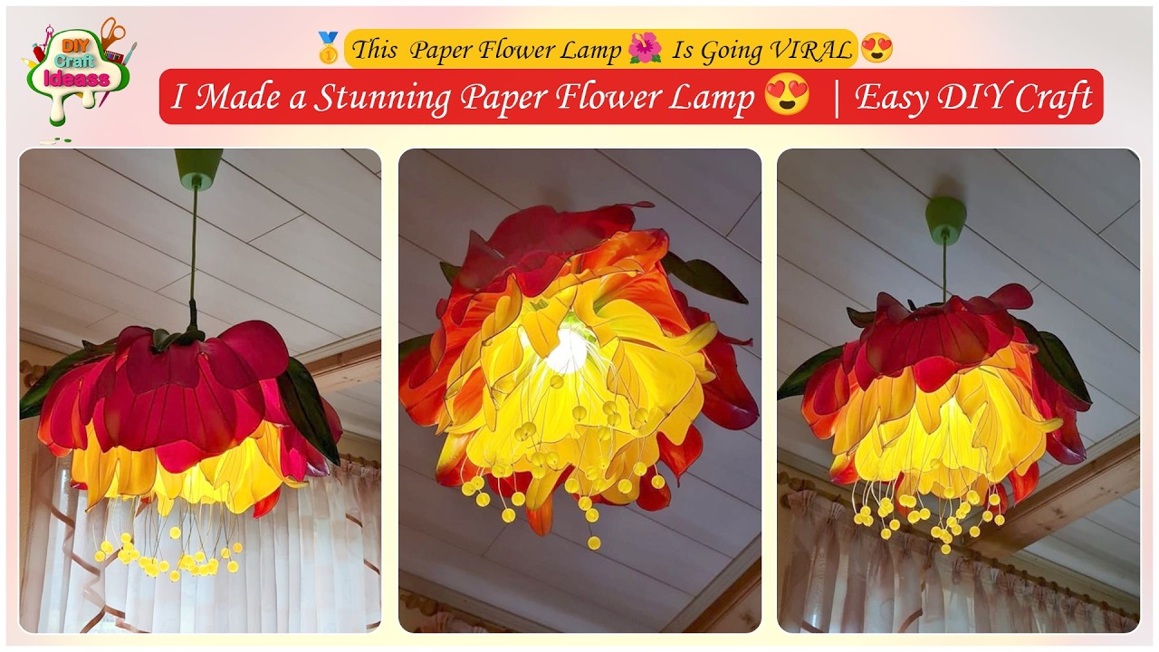 🥇 This  Paper Flower Lamp 🌺 Is Going VIRAL 😍| I Made a Stunning Paper Flower Lamp 😍 | Easy DIY Craft