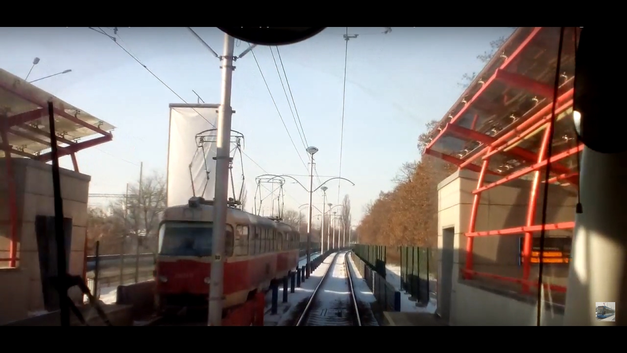 Киев скоростной трамвай 1 весь маршрут,вид с кабины/ Kiev speed tram 1 the entire route,cab view