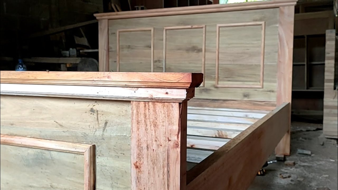 Dari nol sampai jadi proses membuat tempat tidur kayu / kayu mahoni / tukang kayu