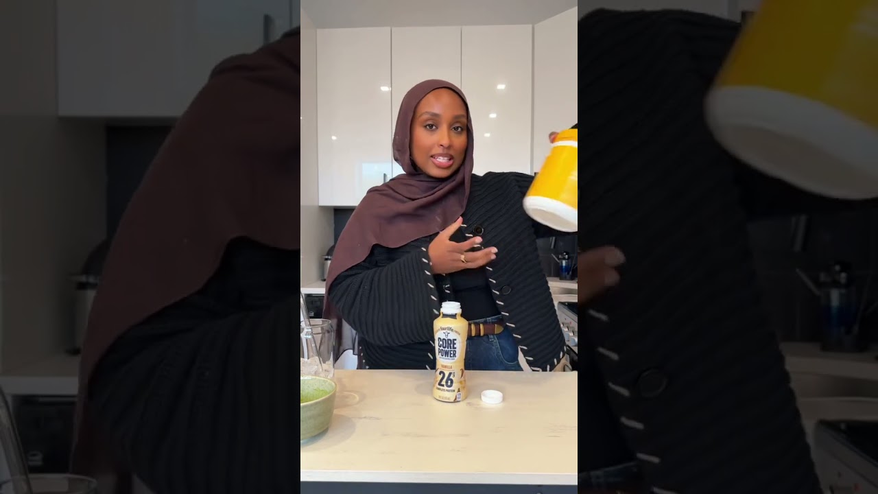 My current matcha fixation is this vanilla protein matcha latte with 46g of protein!