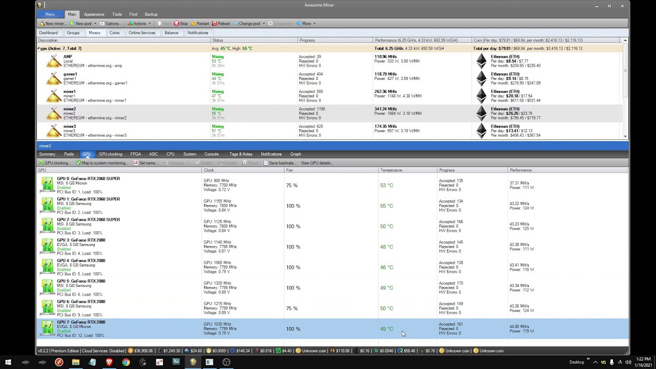 Ethereum 2080/70/60 super Overclocking