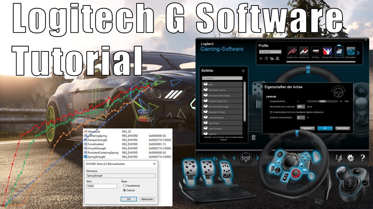 Lenkrad Force Feedback Einstellungen Logitech G Software Tutorial Deutsch