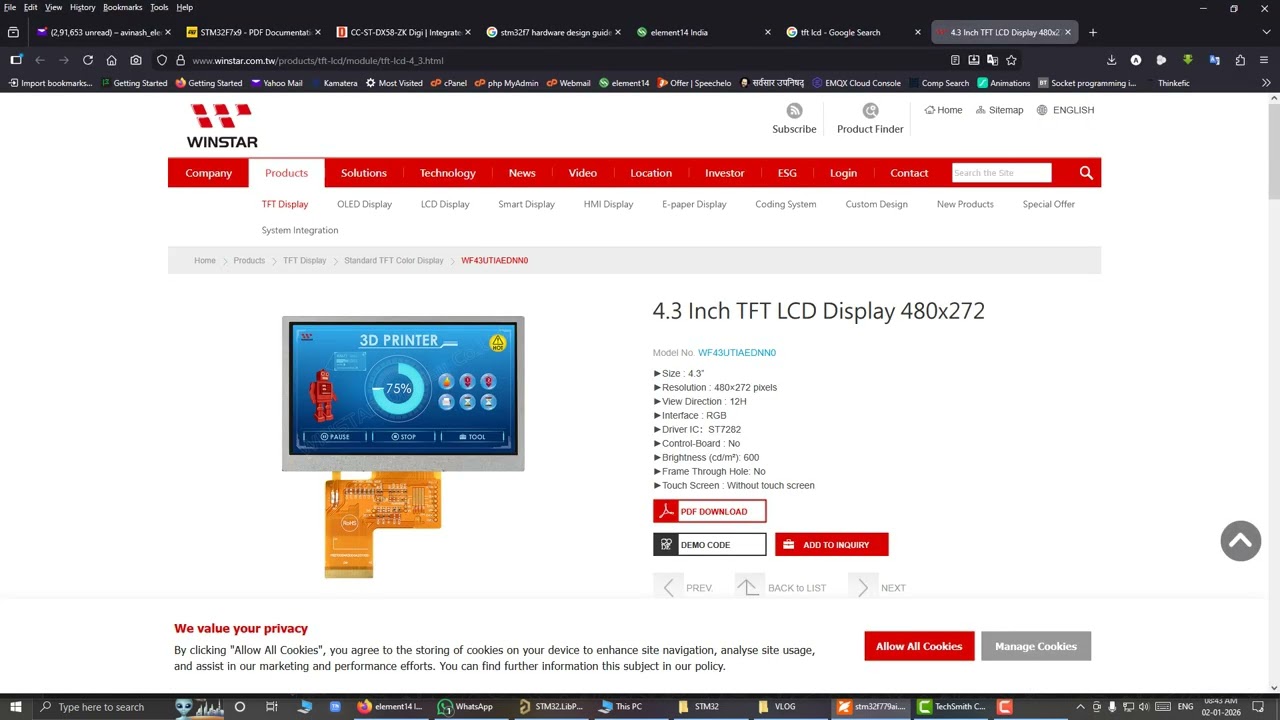 Разработка материнской платы на базе STM32F7xx с SDRAM и TFT-LCD дисплеем.