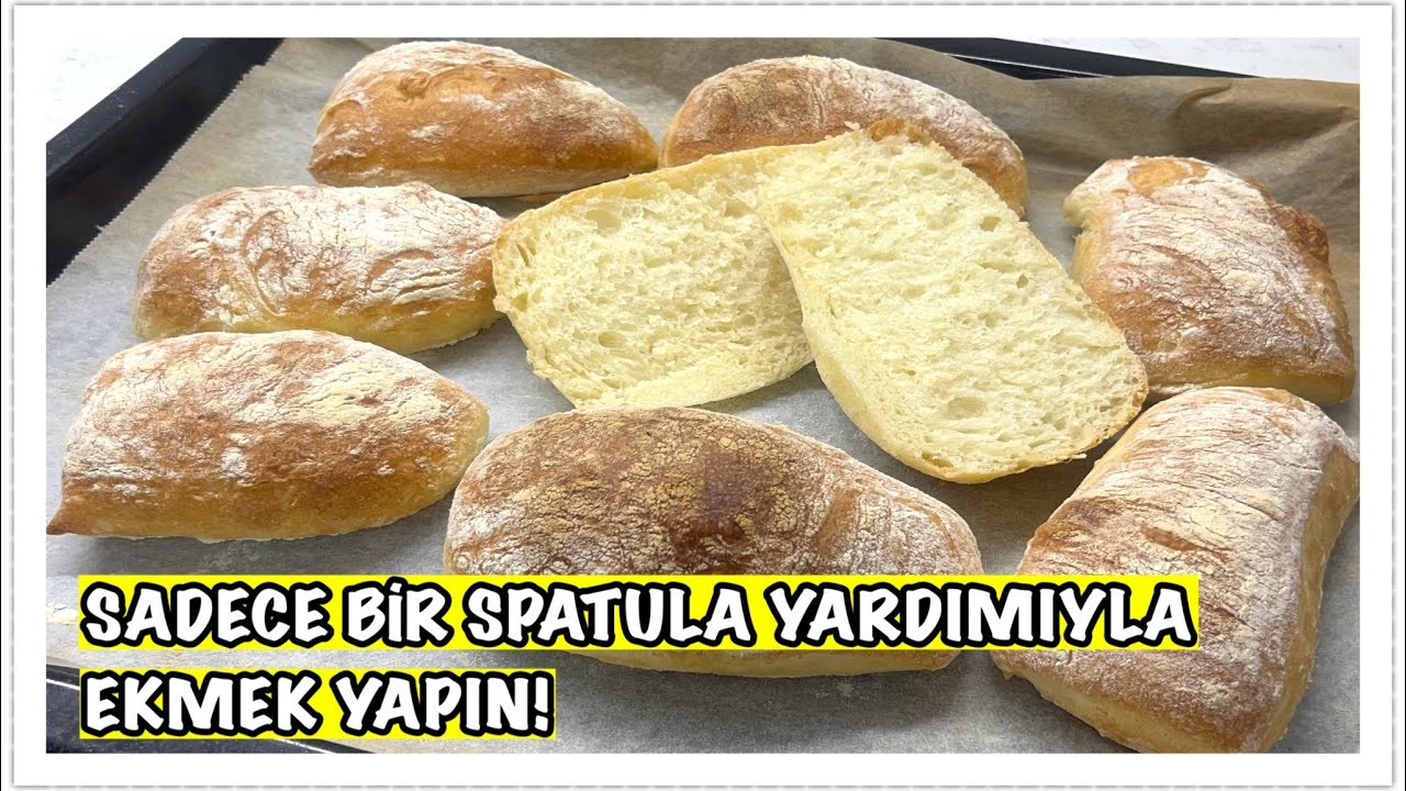 Ciabatta Ekmeği Tarifi/ Sadece Bir Spatula Kullanarak Hamur Yoğurmadan Ekmek Yapın! 🥄🥖